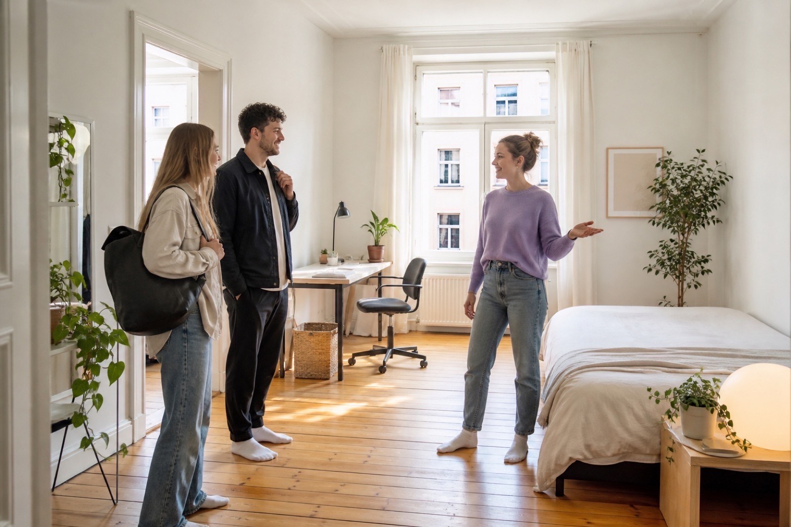 Vermieter und Interessierte bei einer Wohnungsbesichtigung